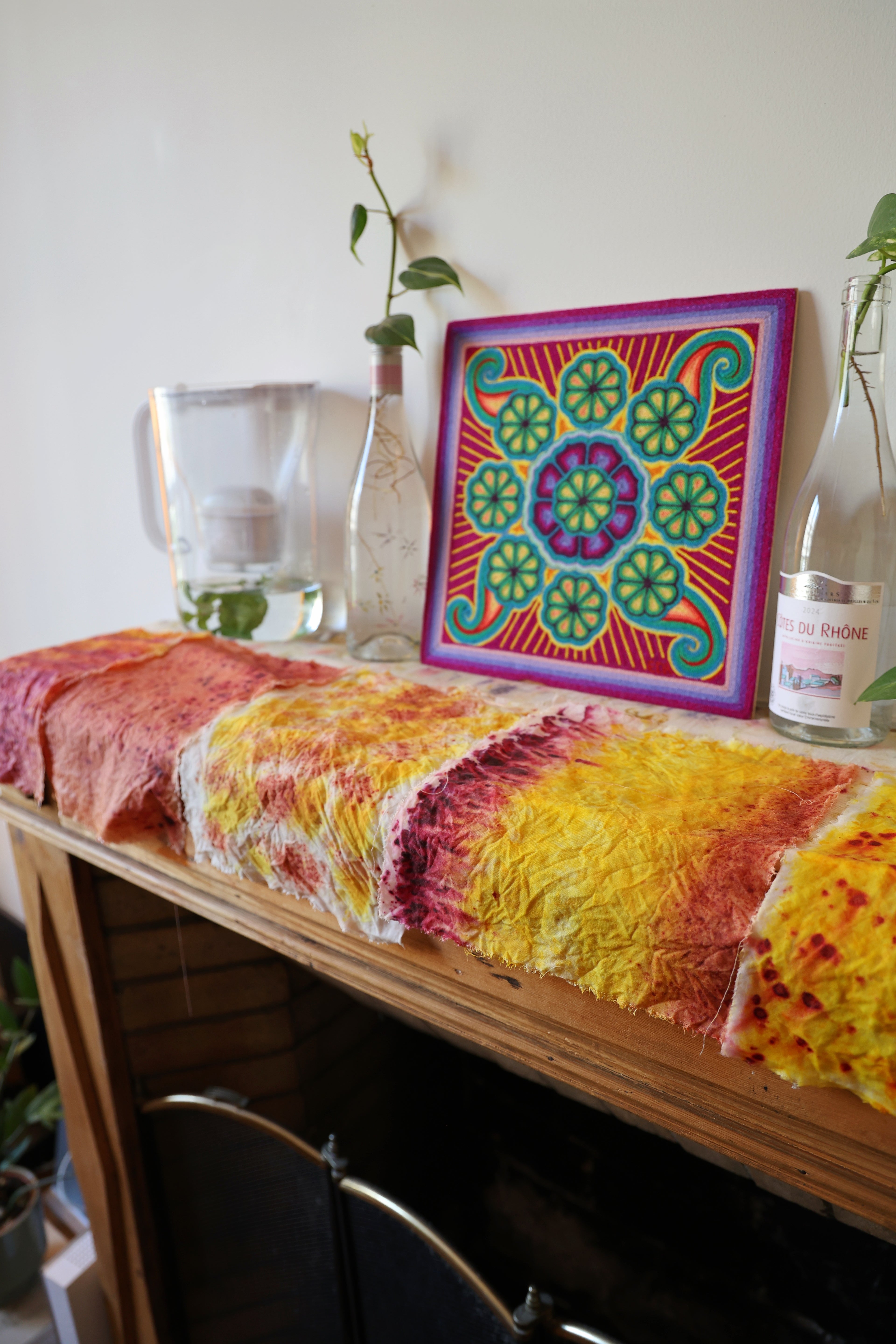 Hand-dyed ecoprint fabric made with natural pigments during a botanical workshop in Paris — Florilegium Paris