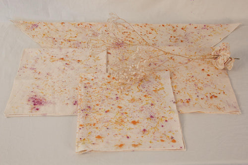 María ecoprint bandanas in natural cotton — hand-dyed with cempasúchil, cochineal and wild Mexican flower — unique botanical print — The Garden Edit by Florilegium Paris